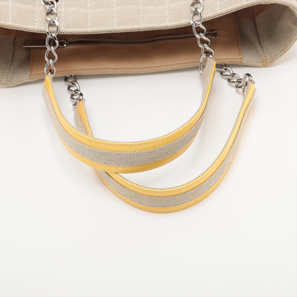 Chanel None. 5 Canvas Tote Top Bag Camelia Yellow Silver G