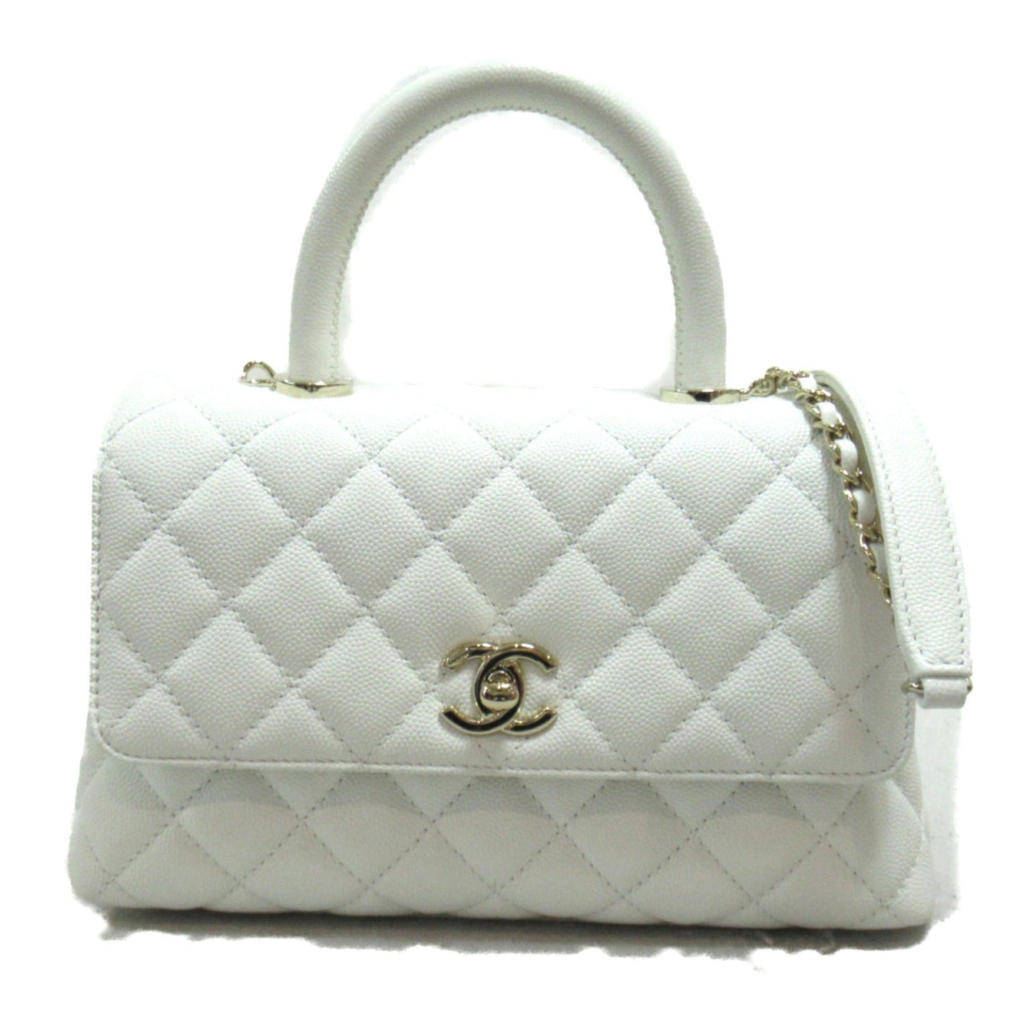 Chanel Coco Handle Matrasse 2w Shoulder Bag 2way Shoulder Bag Caviar S  White A92990