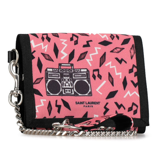 Saint Laurent Radio Three Fold Wallet 586279 Pink Black Nylon  Saint Laurent