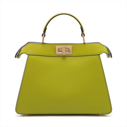 Fendi Peekaboo ICEU Small Leather 2WAY Handbag Green 8BN327