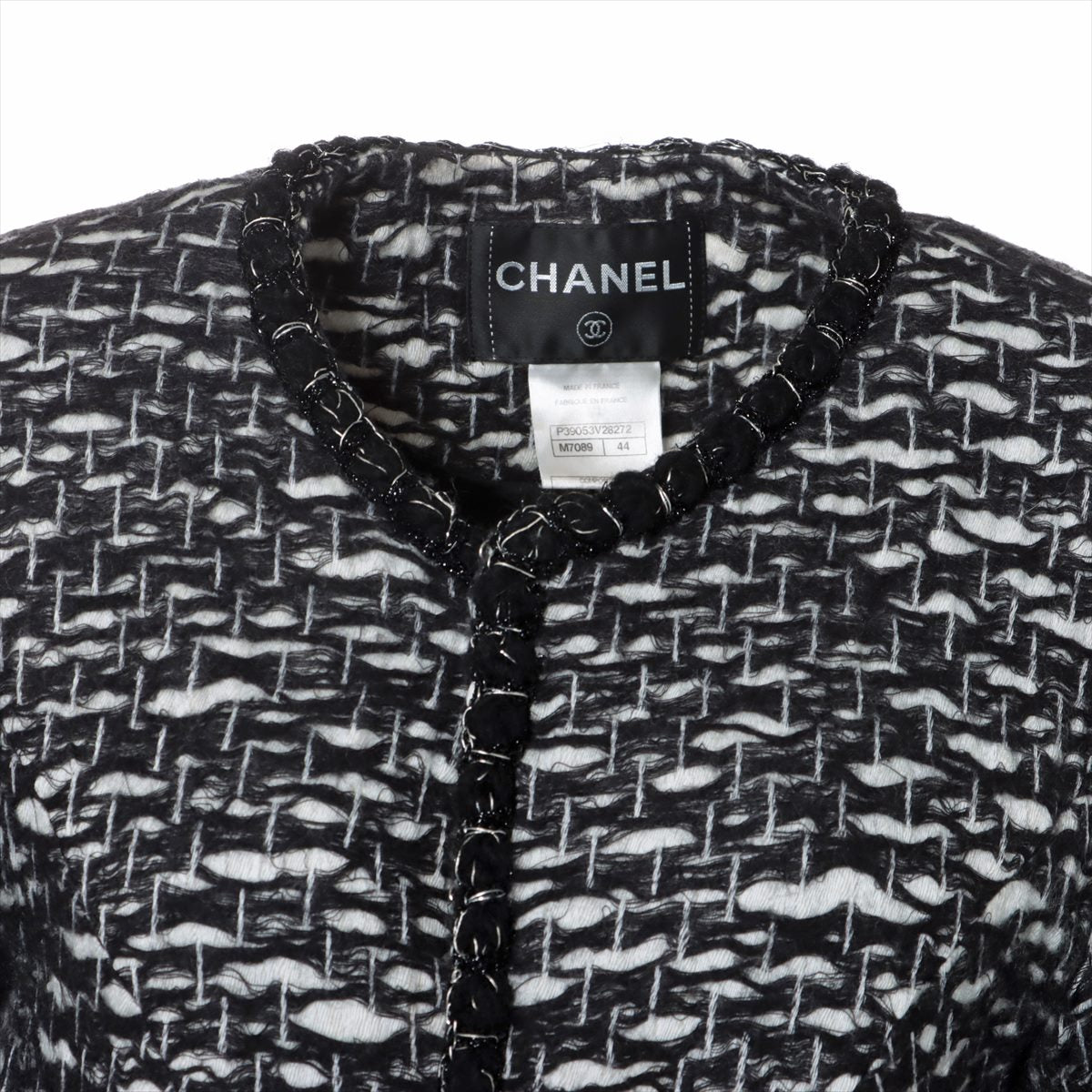 Chanel Coco Button Wool   Nonecturnal Jacket 44  Black × White P39053