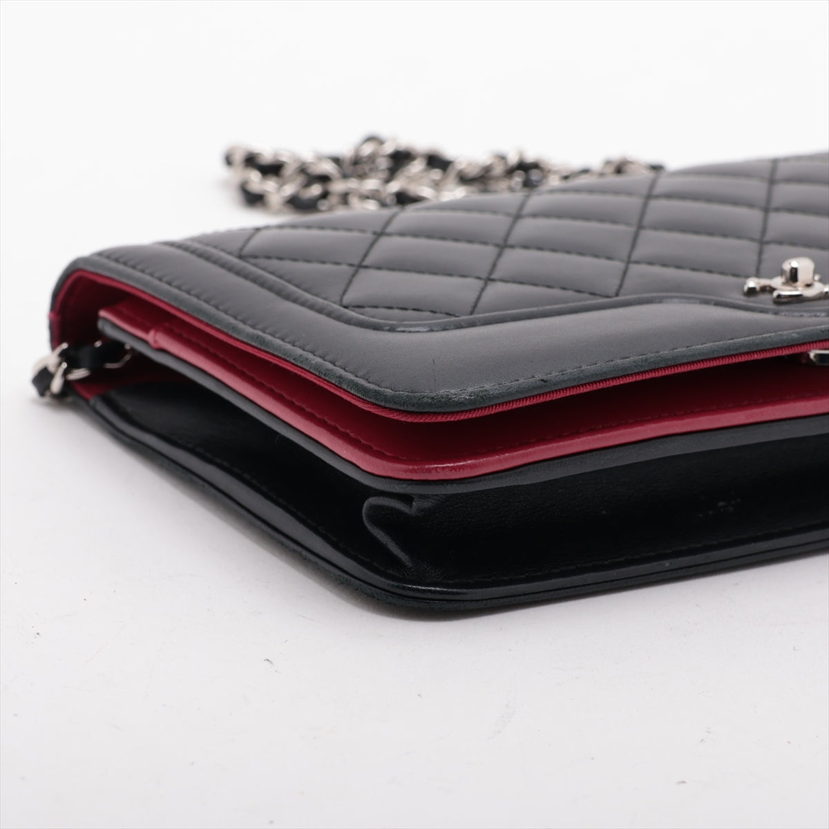 Chanel Matrasse  Chain Wallet Black Silver G