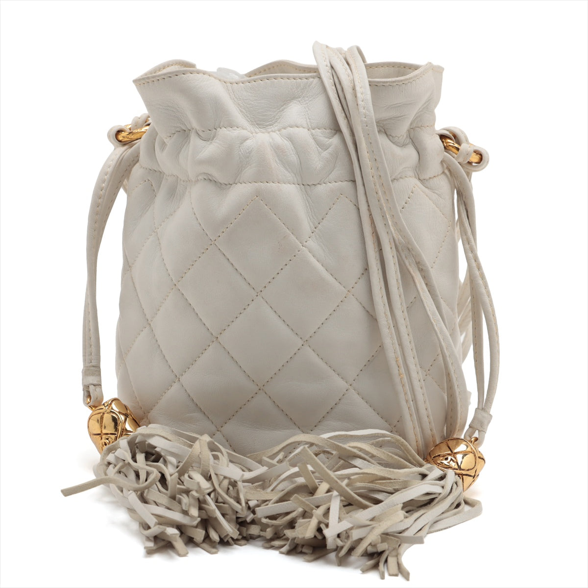 Chanel Matrasse  Handle Shoulder Bag Fringe White G  1st