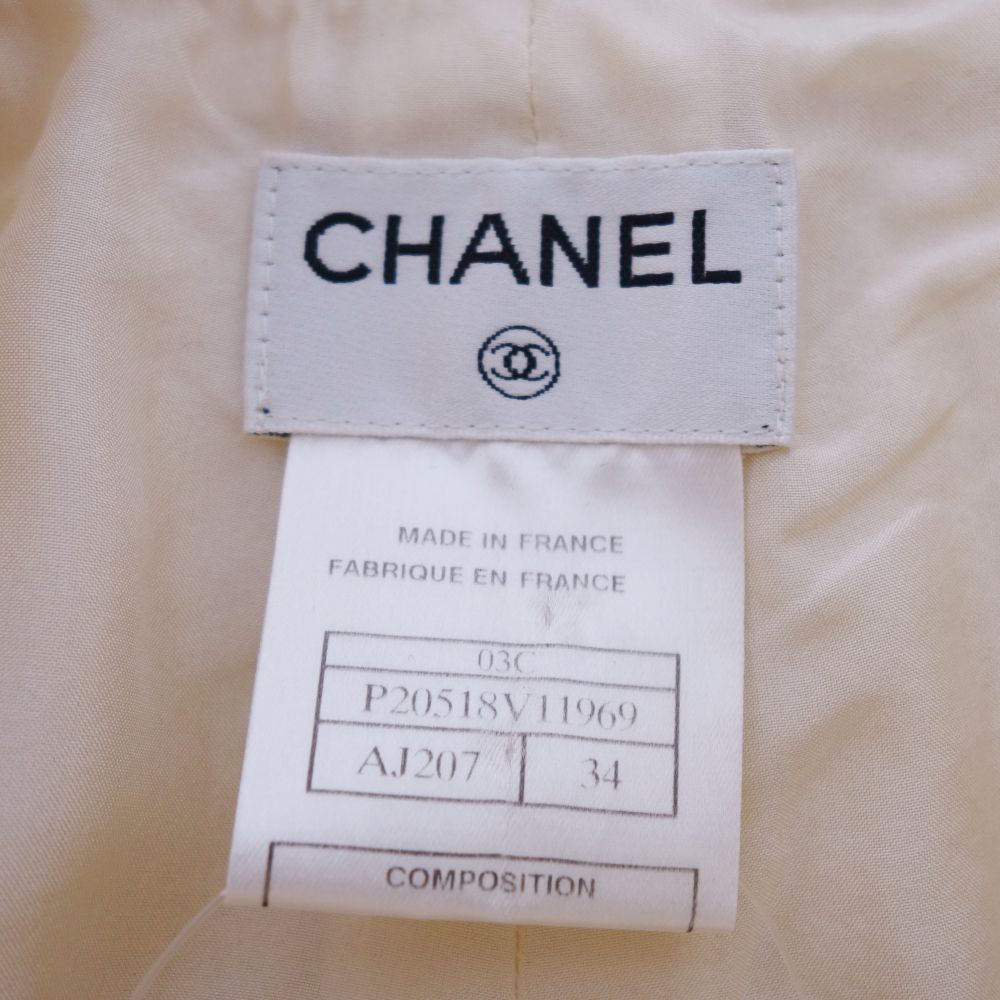 Chanel Chanel Pants 03C  Tweed Wool Logo Button Bottoms  Made in France 34 (equivalent to S) Beige Equivalent to S BODEST