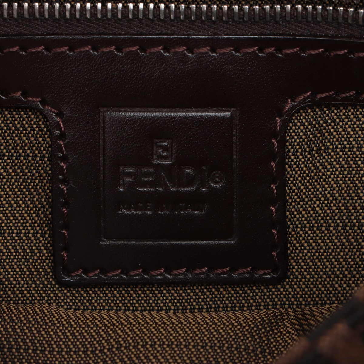 FENDI Mamma Baguette in Zucca Monogram Canvas Leather Brown