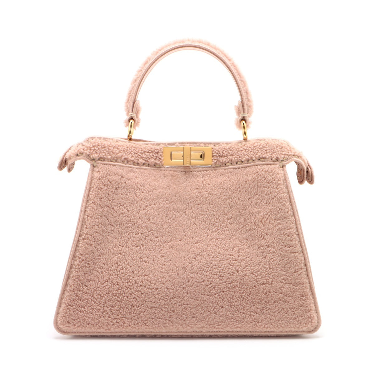 Fendi Peekaboo Icy Yu Medium Mouton 2WAY Handbag Pink 8BN321