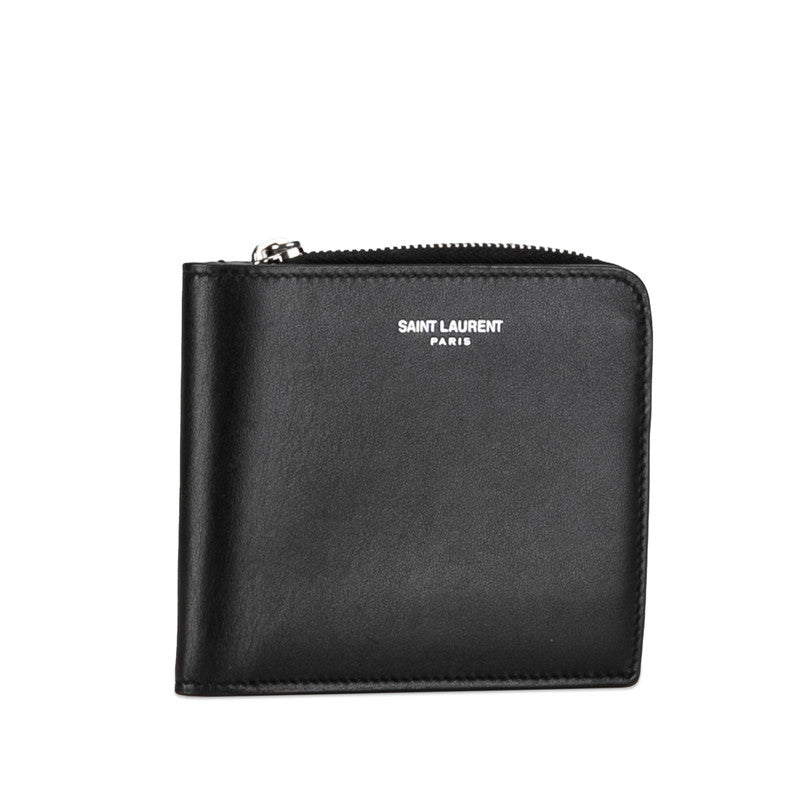 Saint Laurent East Waist  Wallet L- Two Fold Wallet Compact Wallet 556268 Black Leather Mens Saint Laurent