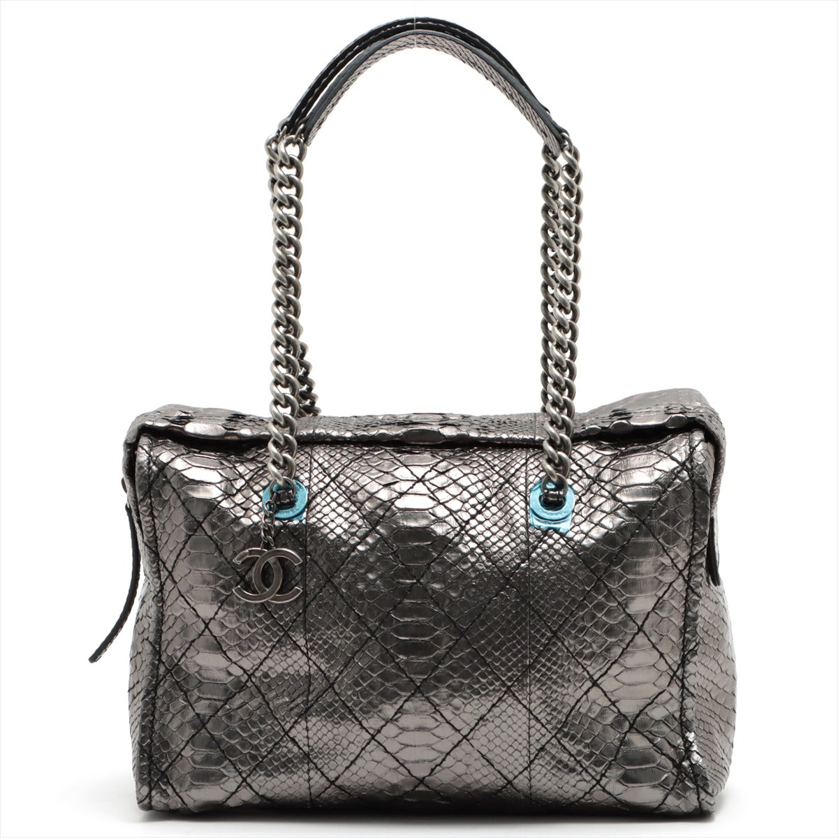 Chanel Coco Charm Pearson Chain Shoulder Bag Silver Silver  17th