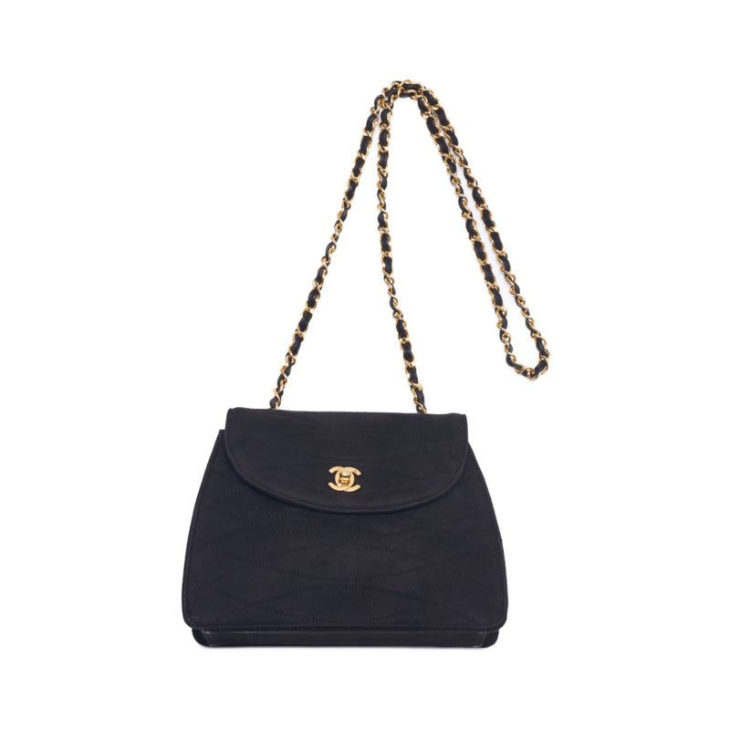 Chanel Round Flap Turnlock Chain Shoulder Swede Black  Shoulder Bag  Shoulder Bag Ladies Shoulder Bag Hybrid 【 Ship】【SS】 Wicked Mountain Bookstore Online