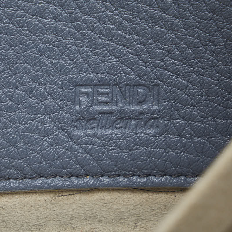 Fendi Celeria Round Long Wallet 8M0374 Blue Grey Leather  Fendi