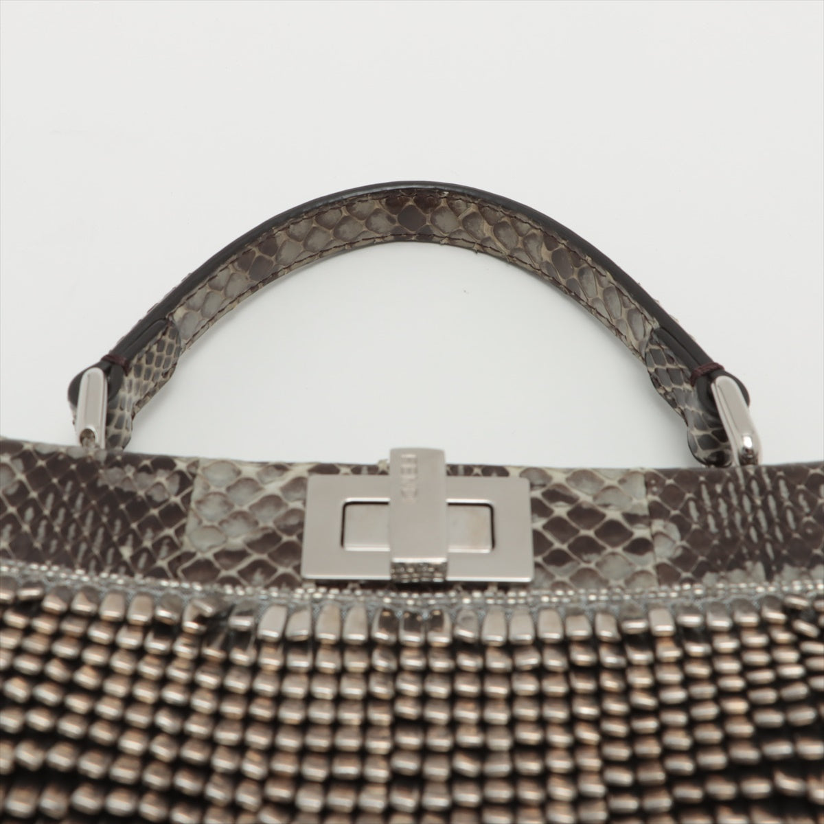 Fendi Mini Peekaboo Pearson 2WAY Handbag Blue 8BN244