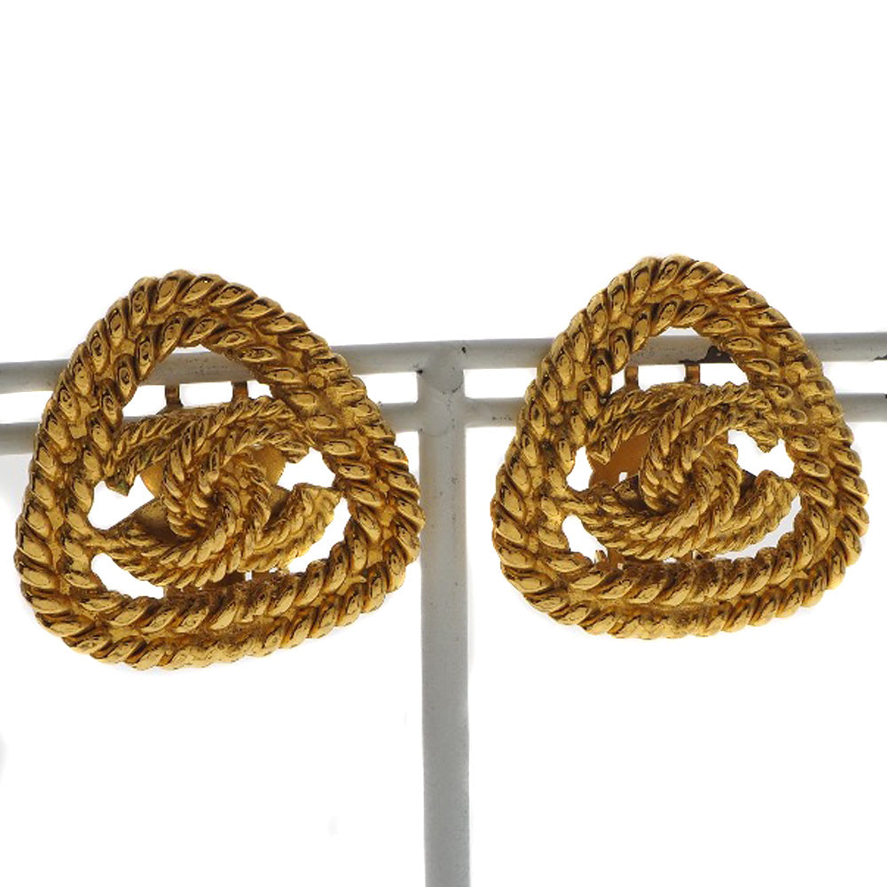 Chanel Chanel Coco Earring Triangle Vintage G  French Made 1993 Gold 28  12.5g COCO Mark