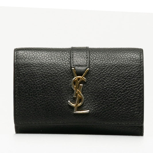 Saint Laurent 6 Key Holder in Grain Calf Leather Black 613334