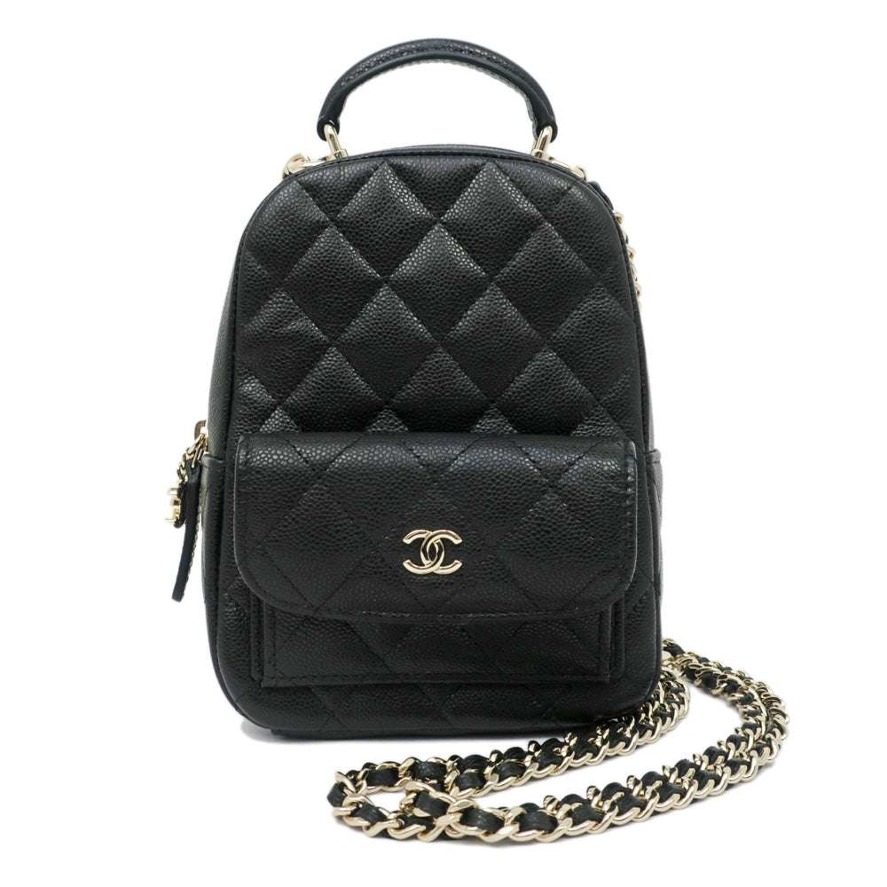 CHANEL 3WAY Backpack Mini Matrasse BK Black Caviar S Rucksack Shoulder Bag  Handbag