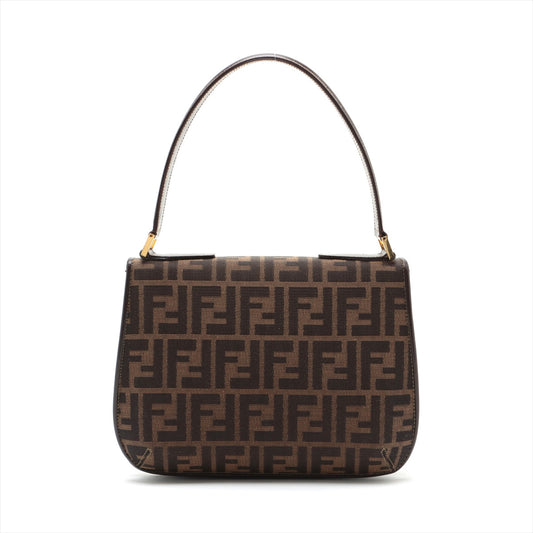 Fendi Zucca Canvas  Leather One-Shoulder Bag Brown