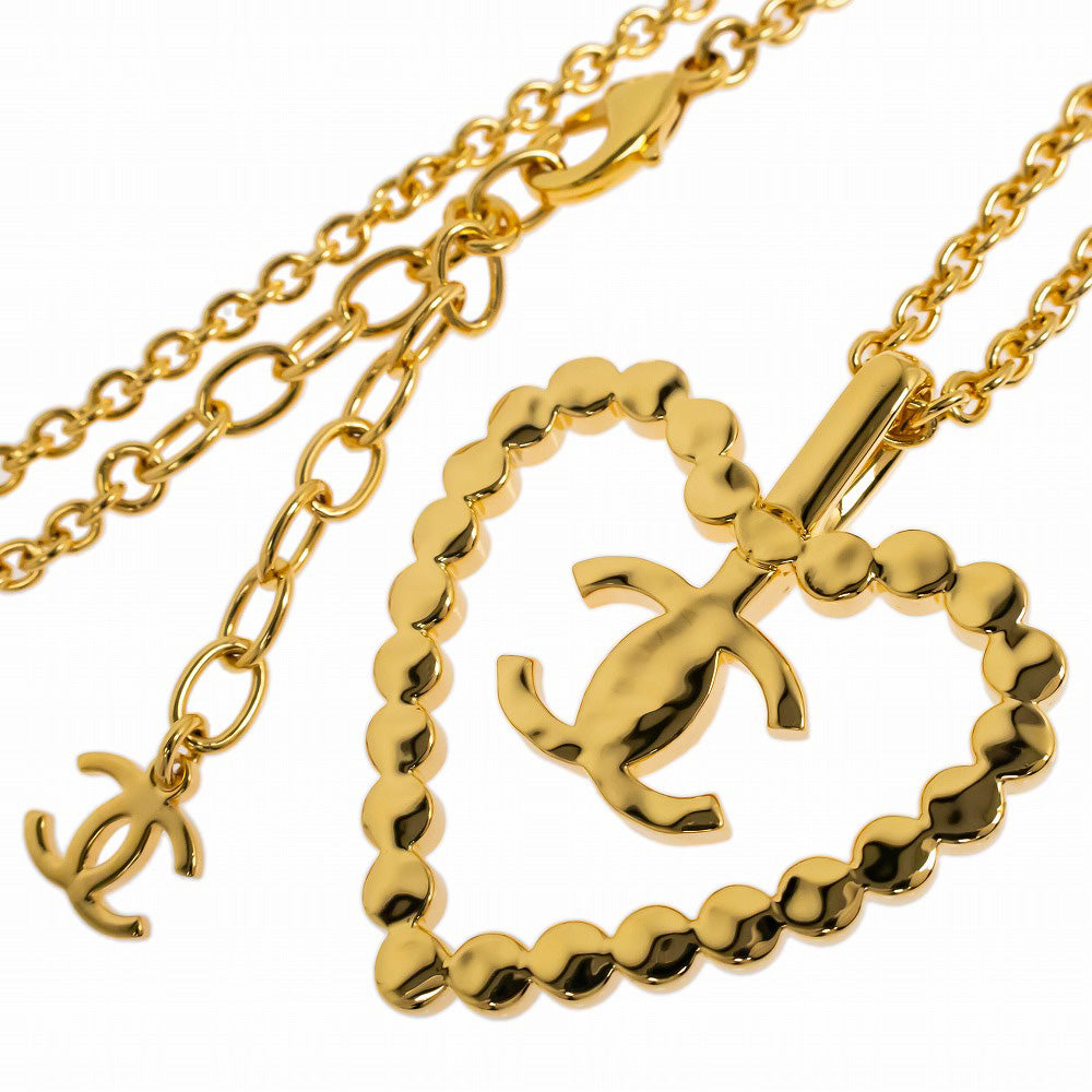 Chanel L23/C Necklace Coco G Heart Line Stone Pendant