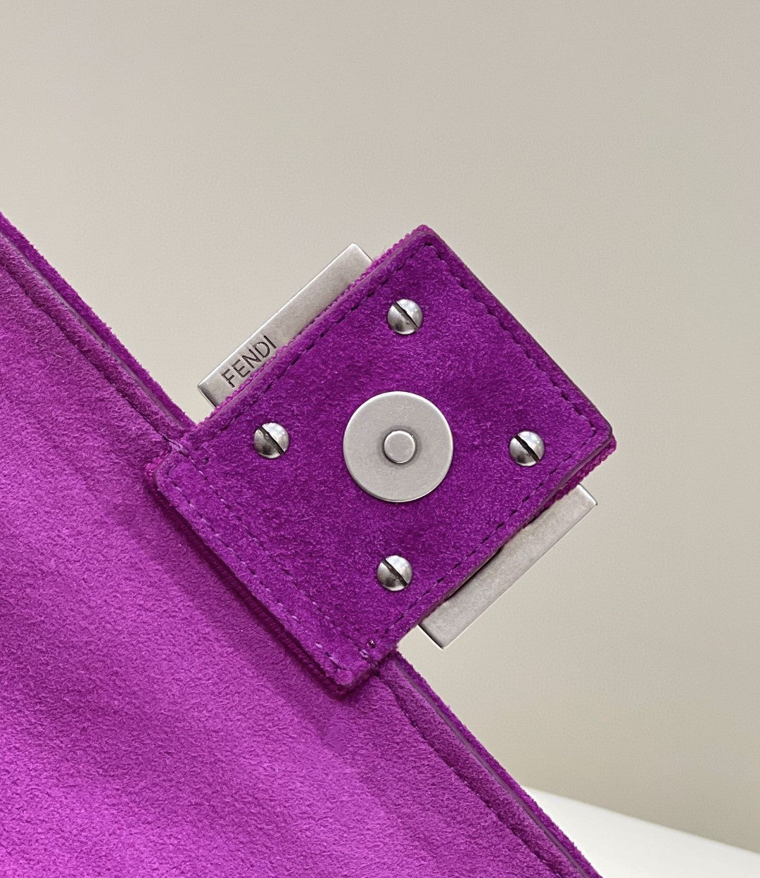 Fendi Baguette Chain Midi Purple FF Fabric Bag