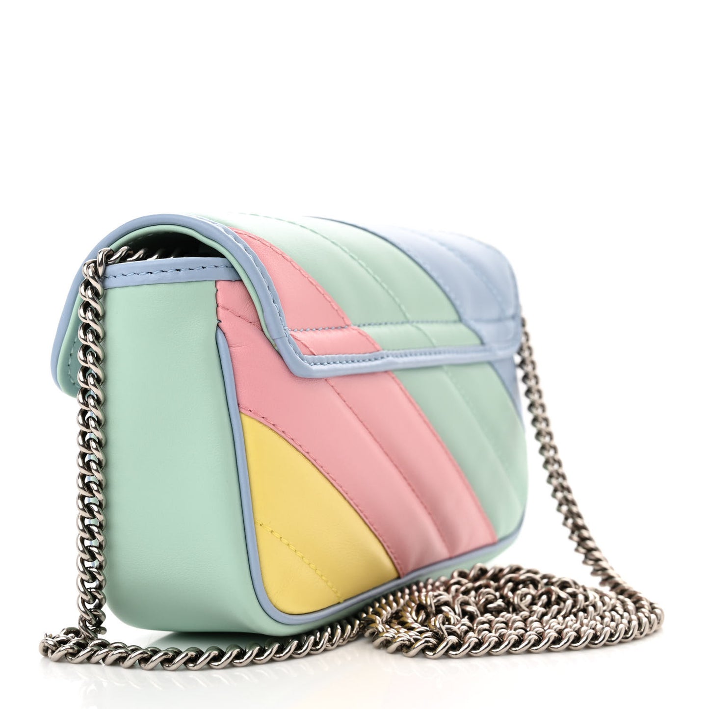 Gucci Calfskin Matelasse Diagonal Super Mini GG Marmont Shoulder Bag Multicolor Pastel