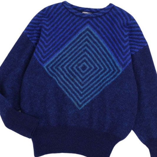 Vint Ivan Laurent Yves Saint Laurent s sweater long sleeves geometry wool tops ladies M blue