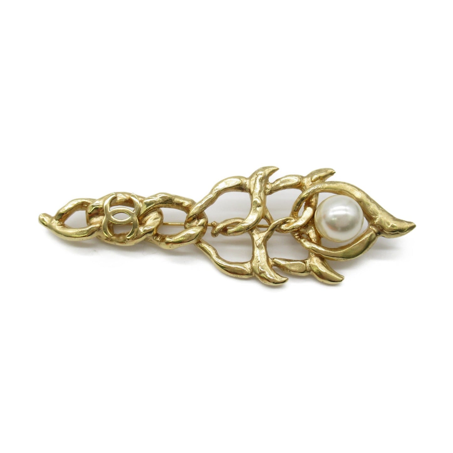 Chanel CHANEL Brooch Brochure Accessoires GP (Gen Mesh)  Pearl  Gold   E