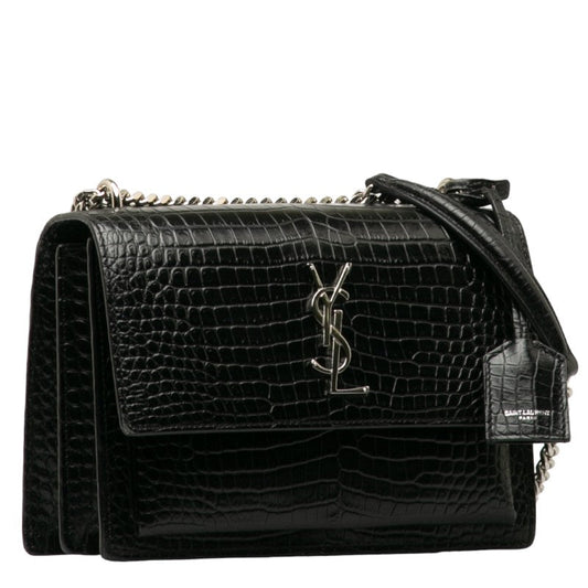 Saint Laurent Sunset Bag in Crocodile Black 442906