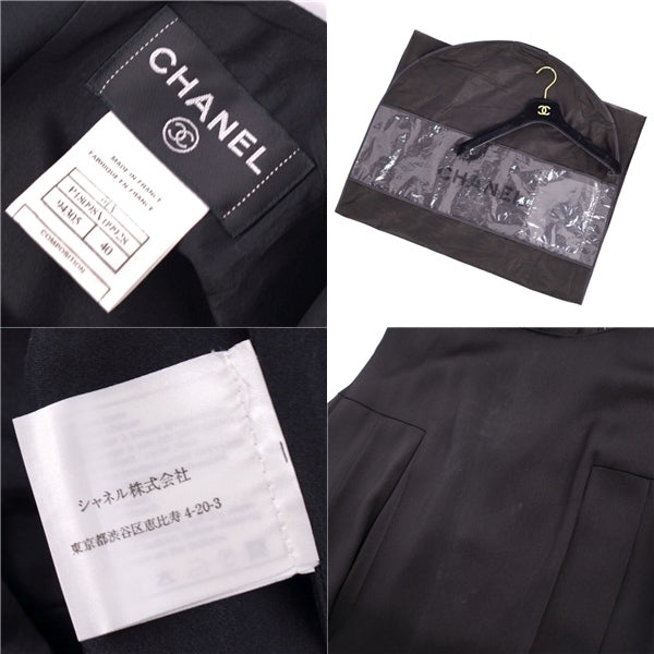 Chanel Chanel One Earrings 01A  Sleeve Coco Mark Buttons Silk Tops  Made in France 40 (M equivalent) Black  NORD