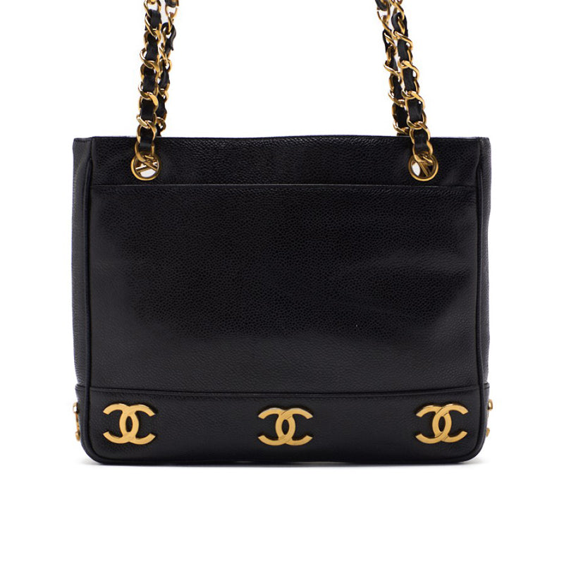 CHANEL Triple Coco Double Chain Shoulder  Ball Charm Caviar S Black  Shoulder Bag Mini Shoulder Bag  Shoulder Bag Hybrid  Ship