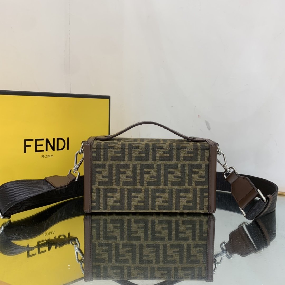 Fendi Baguette Soft Trunk Mini Dark Brown Bag For Woman 10cm/4in