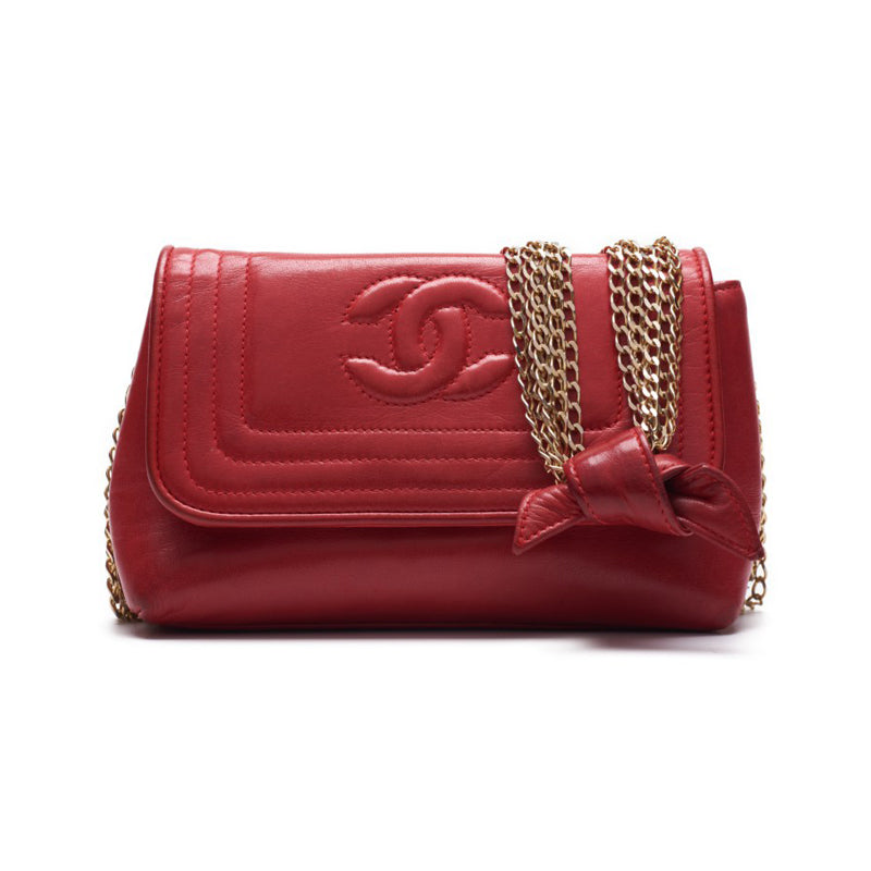 Chanel Mademoiselle Pushlock 5  Chain Shoulder  Red  Shoulder Bag Mini Shoulder Bag  Shoulder Bag Hybrid 【 Ship】 Dharma Bookstore Online