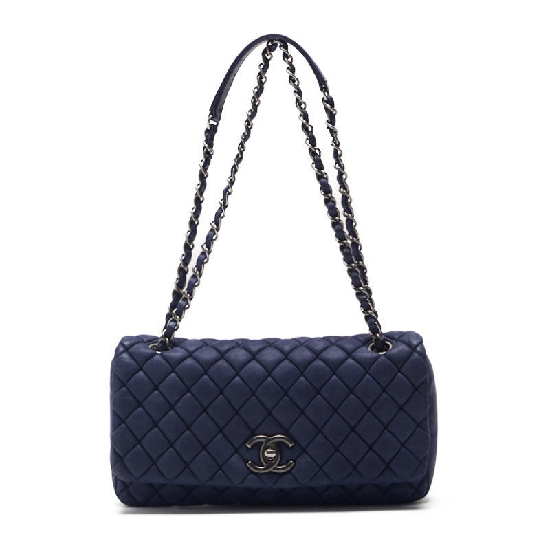 Chanel Matrasse Single Flap Chain Shooter Spacle Leather Navy (Silver G ) Shooter Bag   Ship Free Shipping] Navy Yamamoto Online