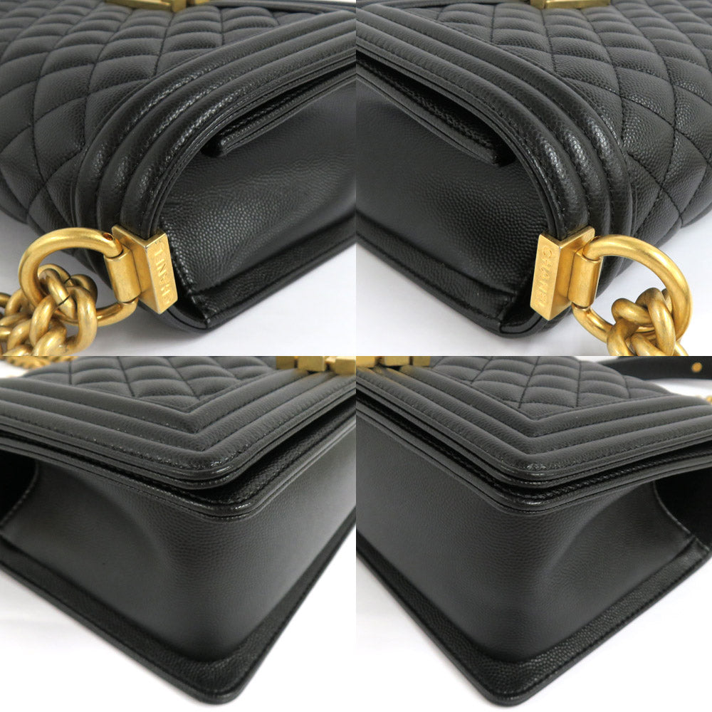 CHANEL CHANEL BOY CHANEL 25 Handbag A67086 Matrasse Chain Shoulder Bag Black Vintage G  Caviar S