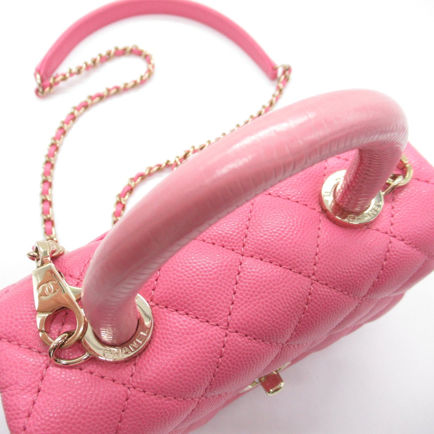 Chanel Coco Handle Matrasse 2w Shoulder Bag 2way Shoulder Bag Caviar S (Greenhead)   Pink AS2215