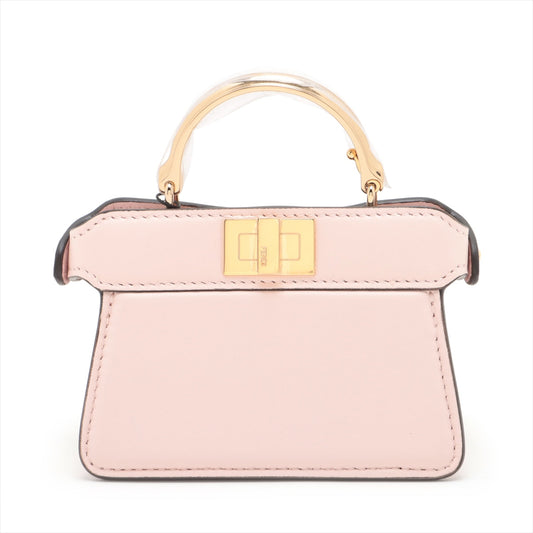 Fendi Micro Icy Yu Peacebu Leather 2WAY Handbag Pink