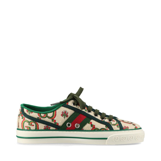 Gucci Tennis 1977 Canvas Sneakers 35.5  Multicolor GG Supreme Flowers 100th Anniversary Celebration   Box  Bag