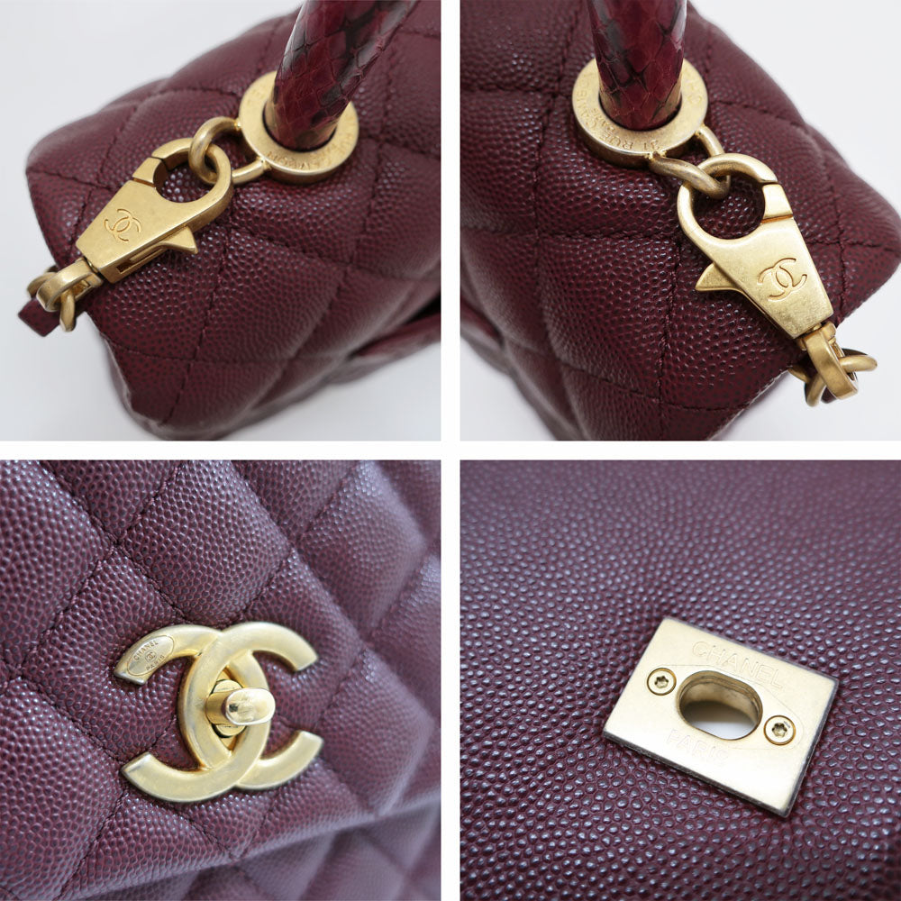 Chanel Matrasse Coco Handle Caviar S Pearson G  Chain Shoulder Handbag Bordeaux