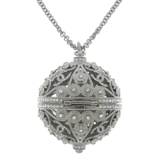 Chanel Ball Pendant Halsband Lock B22C Coco CC Mark COCO Flowers  Rope Line Stone 80cm Antique Silver Accessories Jewelry