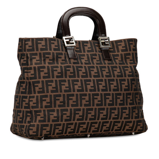 Fendi Zucca Handbag Tote Bag 26329 Brown Canvas Leather  Fendi