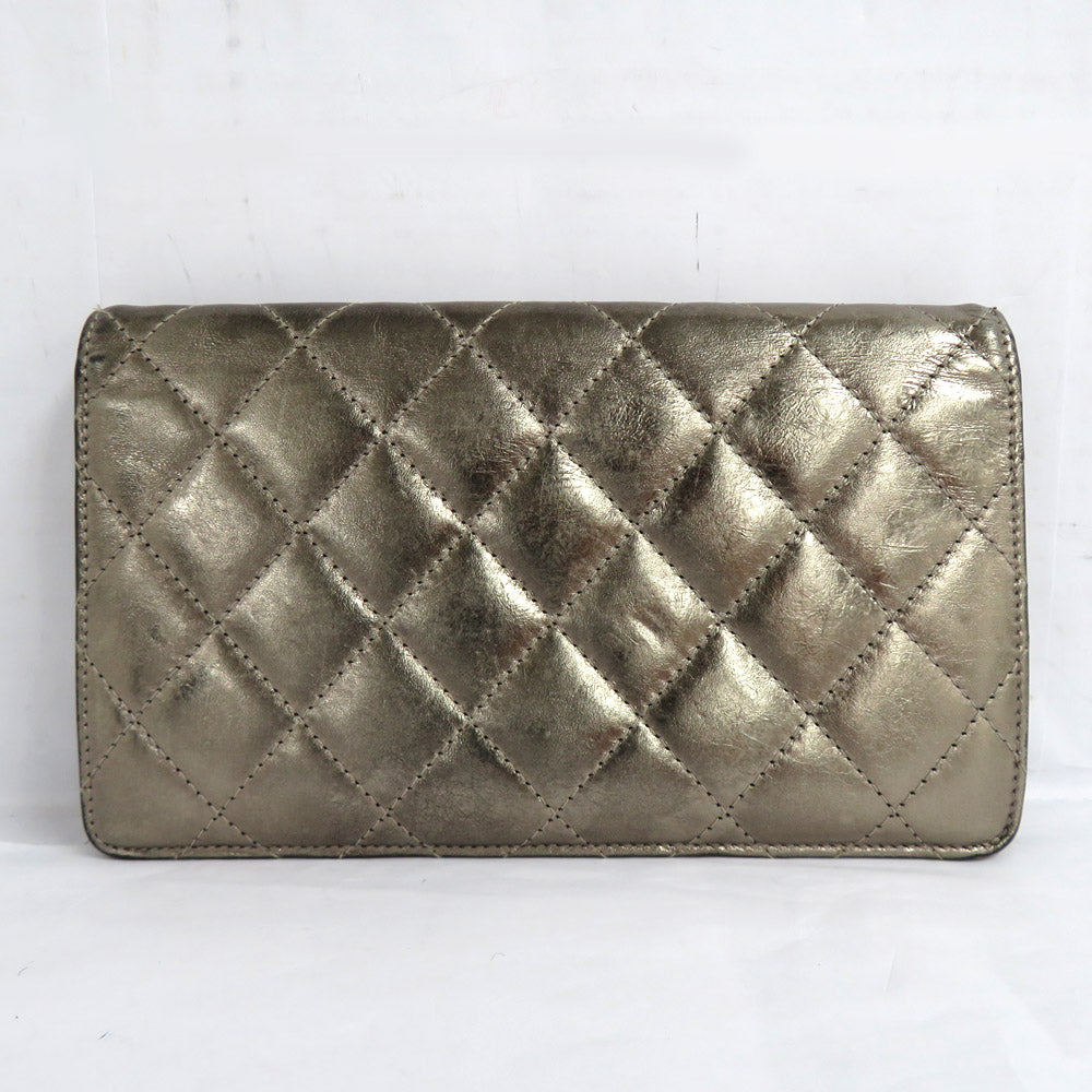 Chanel 2.55 Matrasse Two Fing Long Wallet A35304 Metal Gold SV Gold   S 11th Small Money Inserted