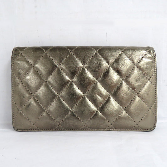 Chanel 2.55 Matrasse Two Fing Long Wallet A35304 Metal Gold SV Gold   S 11th Small Money Inserted