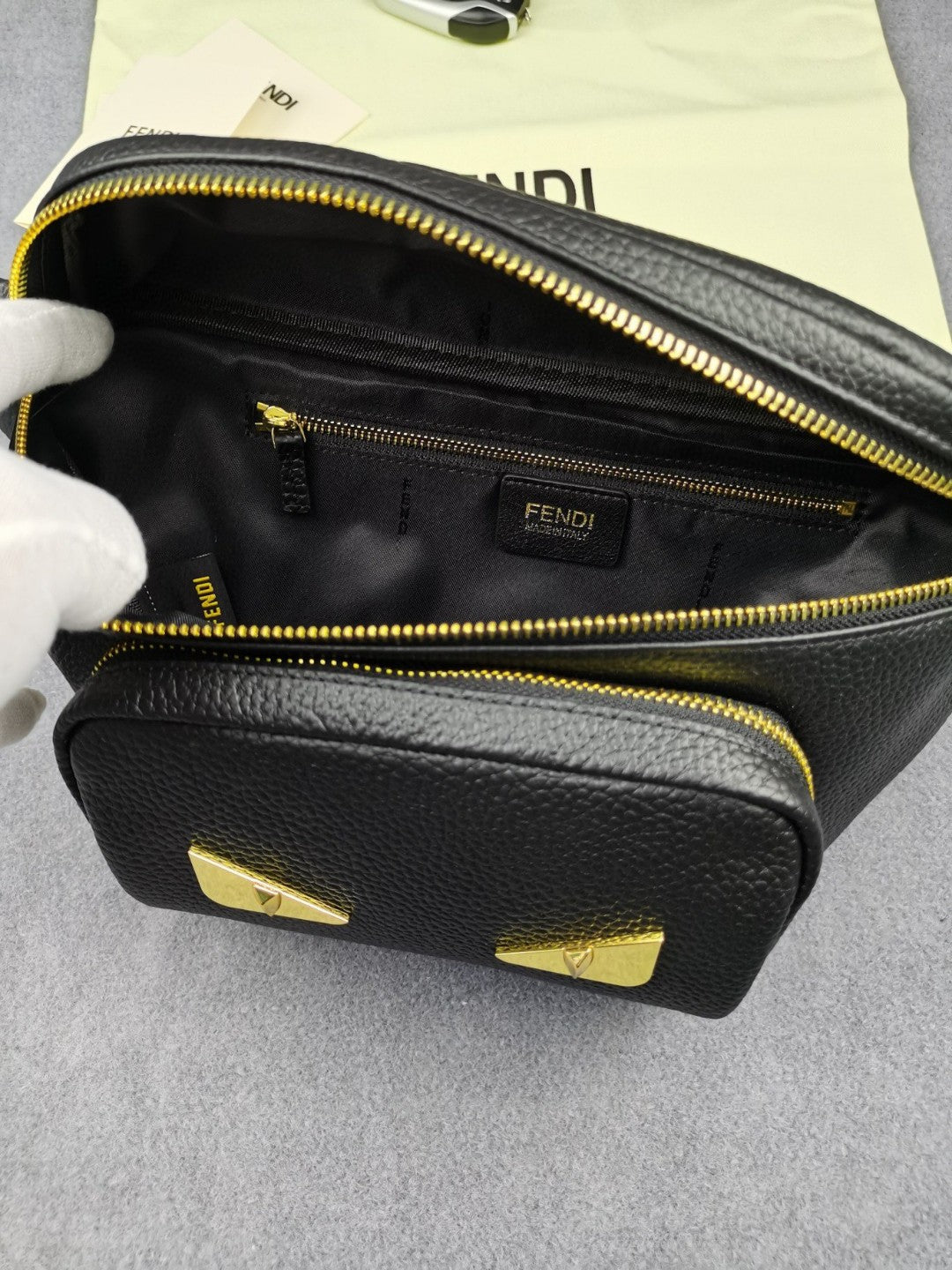 Fendi Little Monster Belt Bag Black For Men, Men&#8217;s Bag 7.9in/20cm FF