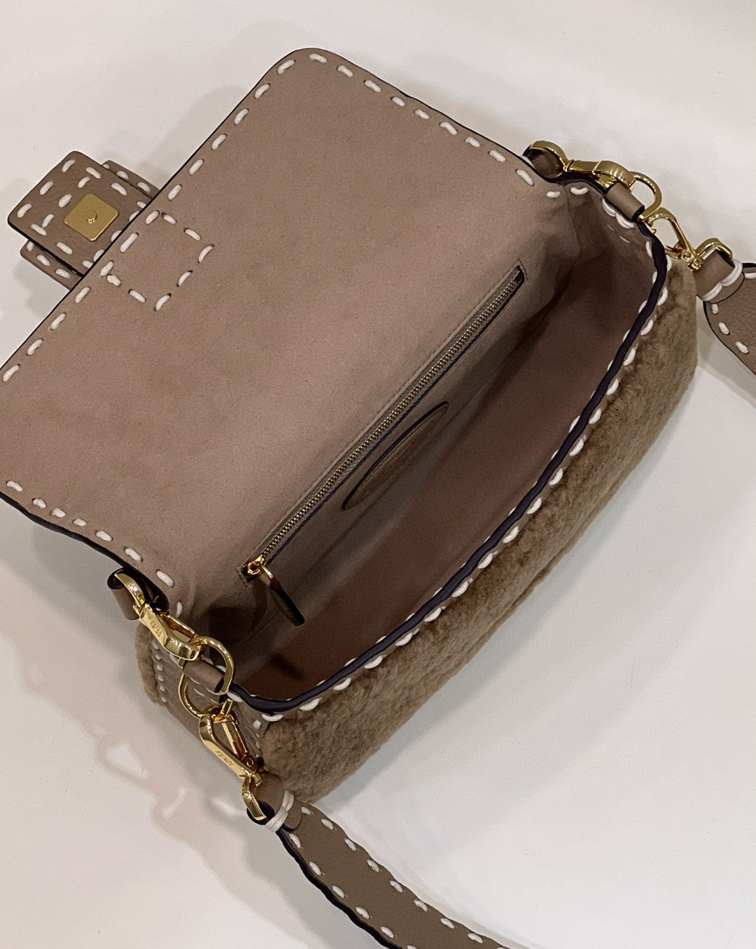 Fendi Baguette Beige Sheepskin Bag