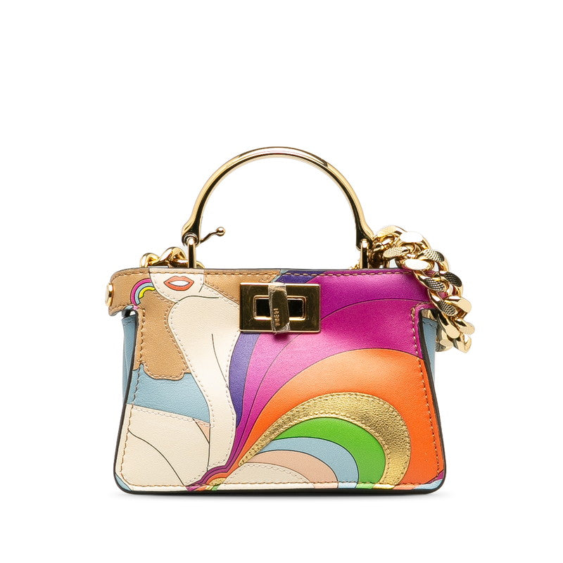 FENDI Peekaboo Nano Handbag 7AS088 Multicolor Calf Leather