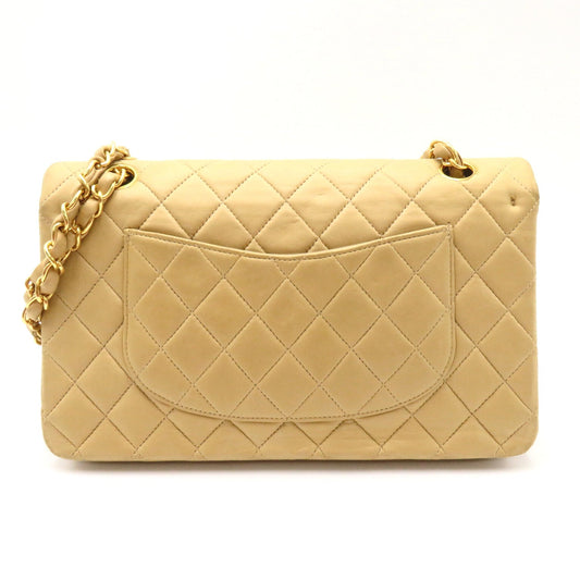 Chanel Double Flap Chain Shoulder Shoulder Bag  Beige S/Cards