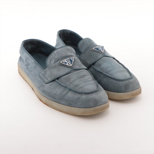 Prada Suede Shoes 7 1/2 Men Blue 2DG124 Triangle Logo