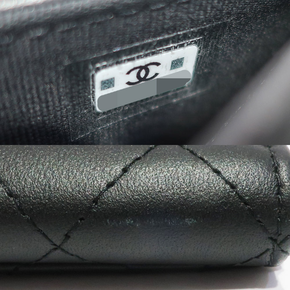 Chanel Wallet Matrasse Black Classic Card Coin Her Coin Case Card Case Leather Black  Weda