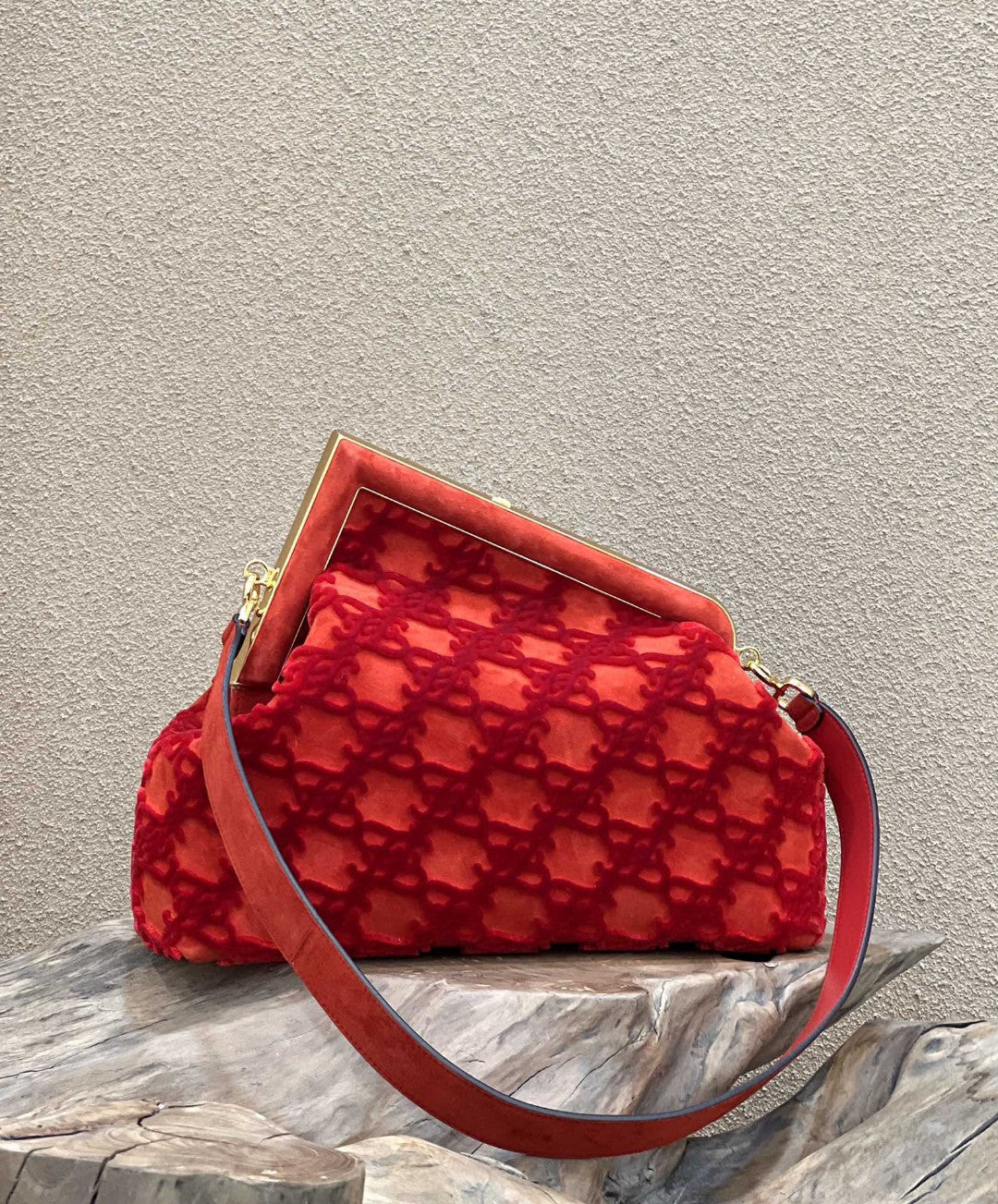 Fendi Fendirst Medium Red Bag For Woman 32.5cm/13in