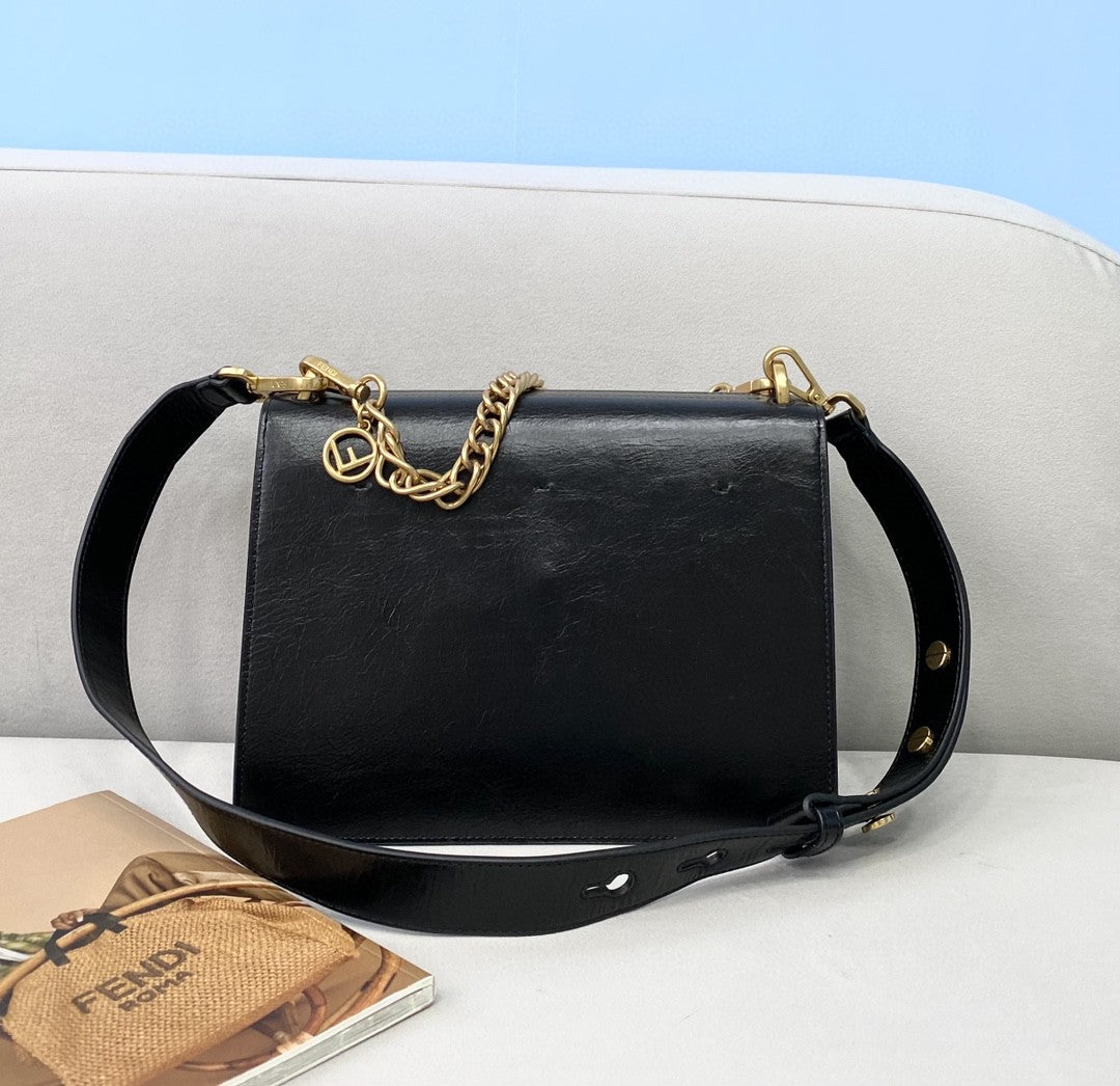 Fendi Kan U Small Black Bag For Woman 25cm/9.5in