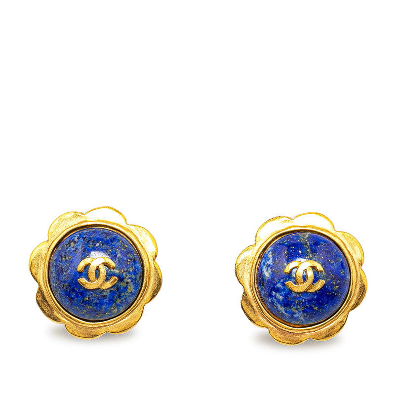 Chanel Coco Flowers Motif Earrings G Blue   Chanel