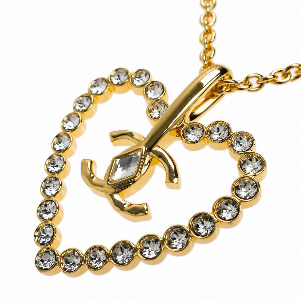 Chanel L23/C Necklace Coco G Heart Line Stone Pendant