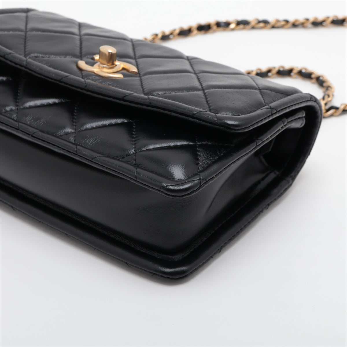 Chanel Lambskin  Chain Shoulder Bag Black G